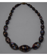 Vintage Venetian Murano Italy Millefiori Graduated Black Copper Fuss Bea... - $135.40 CAD