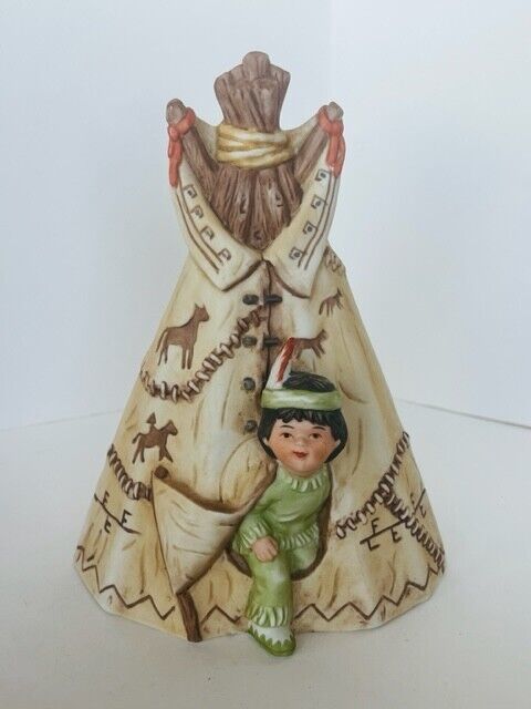 Primary image for Friends Feather Figurine Enesco Native SIGNED Gregory Perillo Tipi Bank Wigwam