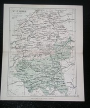 1884 Antique Map Of County Of Wiltshire Salisbury Wilton England - £15.03 GBP