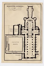 1906 Original Antique Plan Of Gloucester Cathedral / England - £13.67 GBP