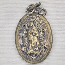 Mother Mary Pray For Us Vintage Pendant Charm Medal Catholic Christian - $12.50
