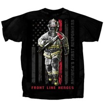 Firefighter Front Line Heroes Short Sleeve T-Shirt  NEW Fast Free Ship - $24.95+