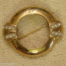 Avon Centennial Rhinestone Pin 1 3/4&quot; Gold Plated Lapel Brooch VTG 1980s  - £15.83 GBP