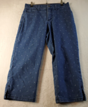 NYDJ Capri Pants Womens Size 4 Blue Anchor Print Denim Cotton Pockets Pull On - £5.98 GBP