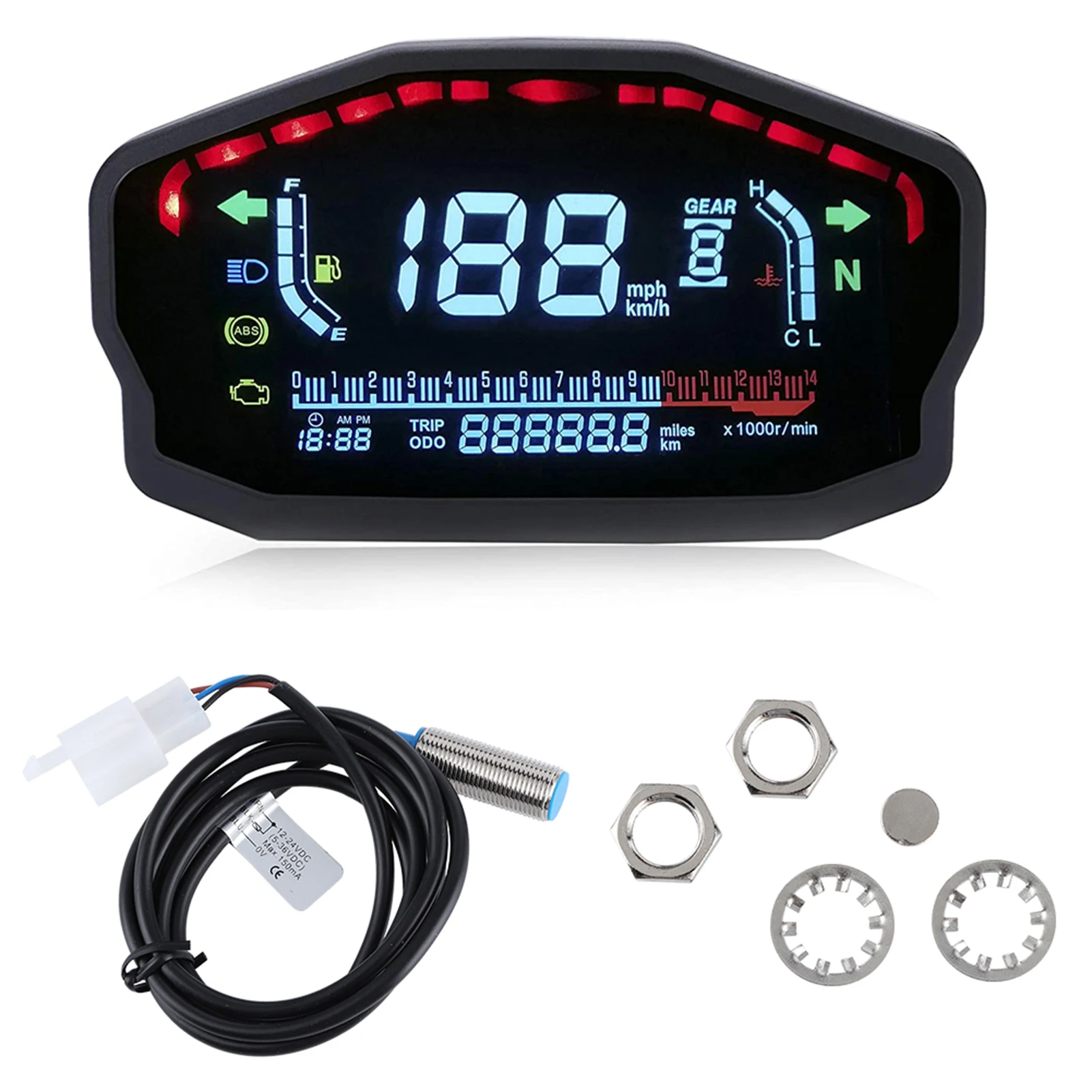 LCD Motorcycle Gauge Universal Durable Motorcycle Speedometer Waterproof for - £68.45 GBP