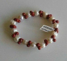 Coral &amp; South Sea Natural White Baroque Pearl Stretch Bracelet - $64.35