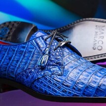 Men's Shoes genuine caiman crocodile dress derby Lacio Electric Blue image 8