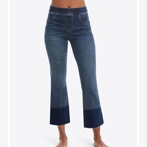 SPANX Cropped Flare Jeans Dark Denim Frayed High Rise Slimming Jeans Sz S NEW - $42.06