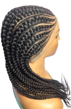 Dark Brown Braided Wig Large Braids Cornrow Full Lace Baby Hair Fulani B... - $118.80