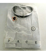 Mens VTG white dress shirt banded collar black trim neck  hidden buttons - $46.48
