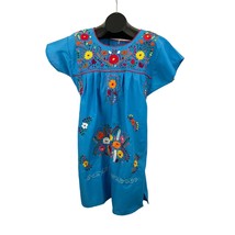 Mexican Hand Embroidered Floral Boho Peasant Tunic Dress Chica 38 Small NEW - £24.21 GBP