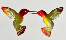 Hummingbird Pair (Left &amp; Right) - Metal Wall Art - Fire Tinged 6&quot; x 6&quot; - £25.04 GBP