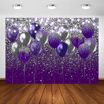 Purple And Silver Glitter Backdrop For Birthday Wedding Prom Graduation Photogra - £26.85 GBP