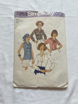 1976 Simplicity 7353 Vintage Sewing Pattern Womens Blouse Scarf Size 10 - £7.42 GBP