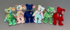 Lot of Ty Beanie Babies Bear Peace, Clubby, Birthday Osito, Kicks Retire... - £39.90 GBP