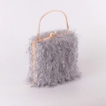 Fairy Feather Small Square Bag Lady Sweet Chain Bag Party Banquet Clutch Tel Loc - £74.06 GBP