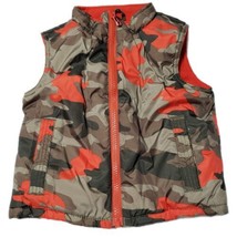 Crazy 8 Boys Outerwear Vest 18-24 Months Green Orange Camouflage Fleece Lined - $9.29