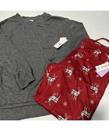 Womens XL Deer Pajama Set Shirt &amp; Jogger pants New Plaid Deer - £19.46 GBP