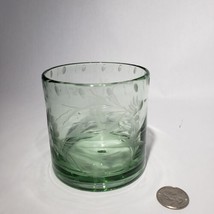 Bobby Flay Etched Green Double Old Fashioned Glass Whisky Rocks Discontinued - £47.12 GBP