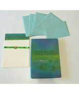 Vintage Hallmark stationery paper set in original box watercolor tree gr... - $27.08 CAD