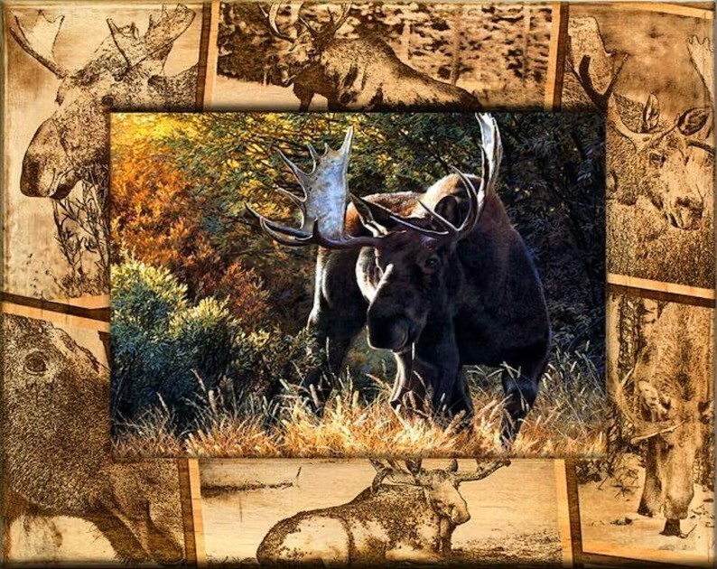 Moose Laser Engraved Wood Picture Frame Landscape (8 x 10) - $52.99