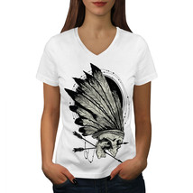 Wellcoda Native Indian Curse Womens V-Neck T-shirt, Skull Graphic Design Tee - £16.16 GBP