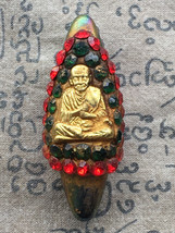 Rare! Magic Takrut LP Tuad with Gemstone Talisman Protective Buddha Thai Amulets - £15.70 GBP