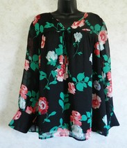 APT. 9 Ladies Pink Roses Sheer Lined Pull Over Long Sleeved Blouse Size XL NWT - £16.91 GBP