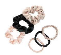Scunci Satin Scrunchies, Pack of 6, (Neutral-Black, Beige and Soft Pink) - £5.55 GBP