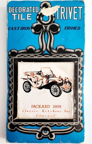 1960-70s Decorated Tile Trivet OB Packard Car 1909 Classic Kitchs Inc MIJ C88 Item image 2