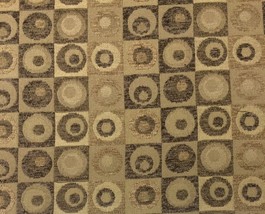 Waverly Spotlight Cafe Brown Tan Chenille Geometric Circles Fabric By Yard 56&quot;W - £10.34 GBP