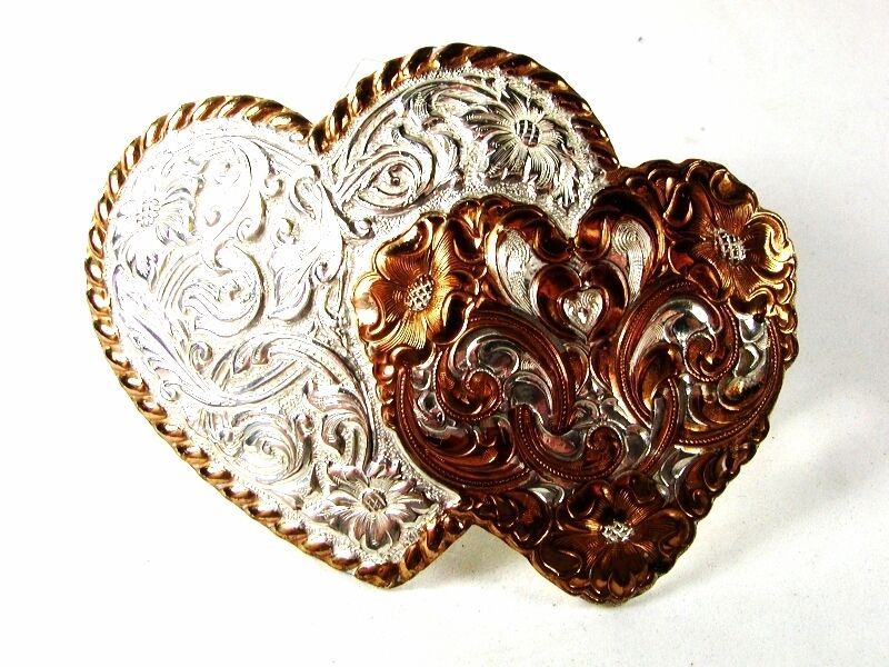 Western Cowgirls Entwined Hearts Belt Buckle By CRUMRINE 42916 - £19.70 GBP