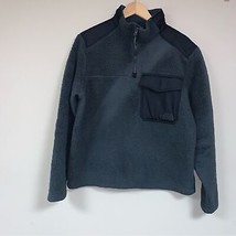 NORTH FACE Sherpa Fleece Jacket MensMedium Grey 1/4 Zip Pullover Cozy Warm Fall - £37.98 GBP