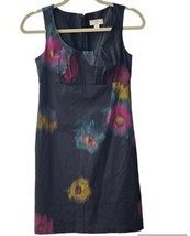 Loft Petites Size 0P Dress Sheath  Sleeveless Blue Watercolor Floral - £11.84 GBP