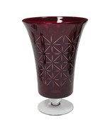 Partylite Cranberry Pedestal Vase Romantic Decor Garnet Star Pattern 13 ... - $53.73 CAD