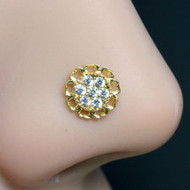 Gold Plated Beautiful Flower Women nose Stud CZ Twisted nose ring - £12.07 GBP