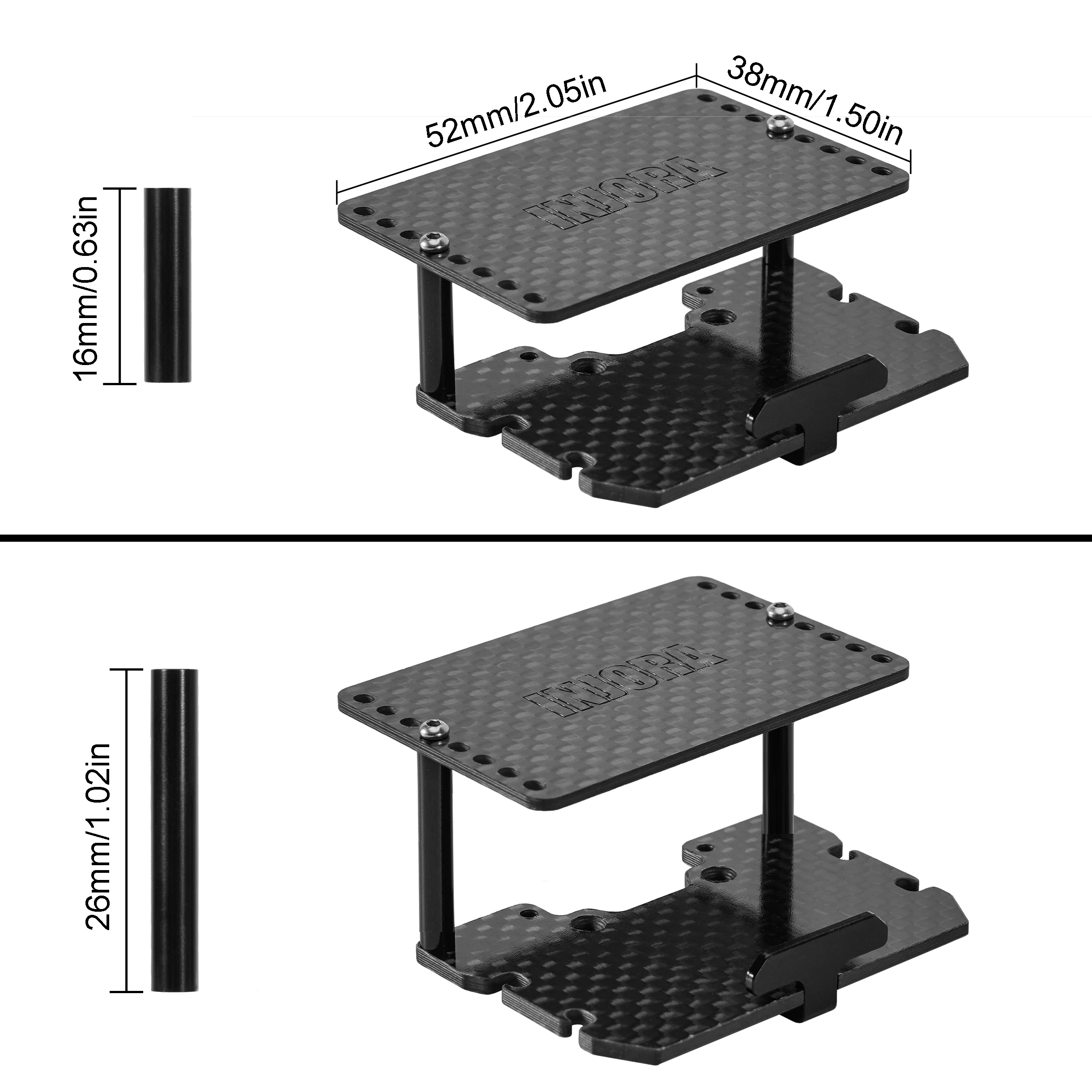 INJORA Double Decker Carbon Fiber Plate Battery ESC Receiver Tray for 1/... - $14.28