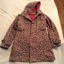 Size 10 12 Pink Platinum coat hoodie lightweight leopard animal print pink brown - £11.16 GBP