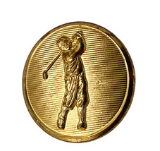 Vintage Golfer Golf Gold tone Metal Waterbury Pocket Sleeve button .60&quot; - $3.95