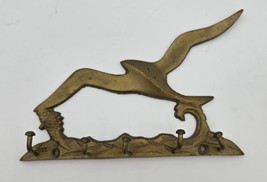 Vintage Brass Ocean Key Holder Wall Hanging 5 Hook Nautical Fish Bird Wa... - $372.30 MXN