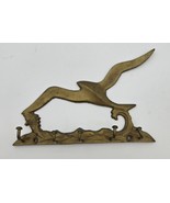 Vintage Brass Ocean Key Holder Wall Hanging 5 Hook Nautical Fish Bird Wave Decor - $372.30 MXN