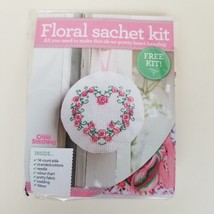 Floral Sachet Counted Cross Stitch Kit World Of Cross Stitching Heart - $9.90