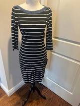 Tommy Hilfiger Black White Horizontal Stripe Denim Neckline Dress SZ 8 NWT - $48.51