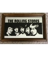 Rolling Stones Graphic Art Pic On Mirror Framed In Wood - £160.25 GBP