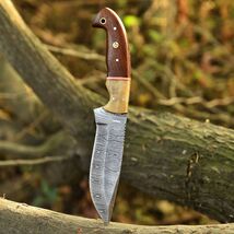 Damascus Fixed Blade Bowie Knife Outdoor Camping Hunting - Bone Wood Handle - $27.72