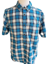 The North Face Shadow Plaid Shirt Mens M Blue Short Sleeve Cotton Surfer... - $12.59