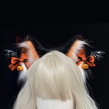 En pumpkin decor cat ears hair hoop headwear earrings for kc cosplay party game costume thumb200