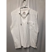 Cotton Natural Sleeveless White Shirt Mens Medium Breathable Casual Comfortable  - £15.34 GBP