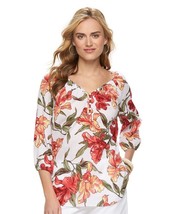 Chaps Tunic Top Size: Medium (8-10) New Ship Free Fresh Tropical Crinkle Blouse - £62.91 GBP