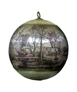 Vintage CURRIER AND IVES Christmas Ornament Trotting Cracks on Snow Gris... - £6.26 GBP